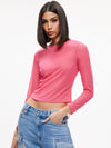 DELAINA LONG SLEEVE MESH CROP TOP-White-ALICE + OLIVIA