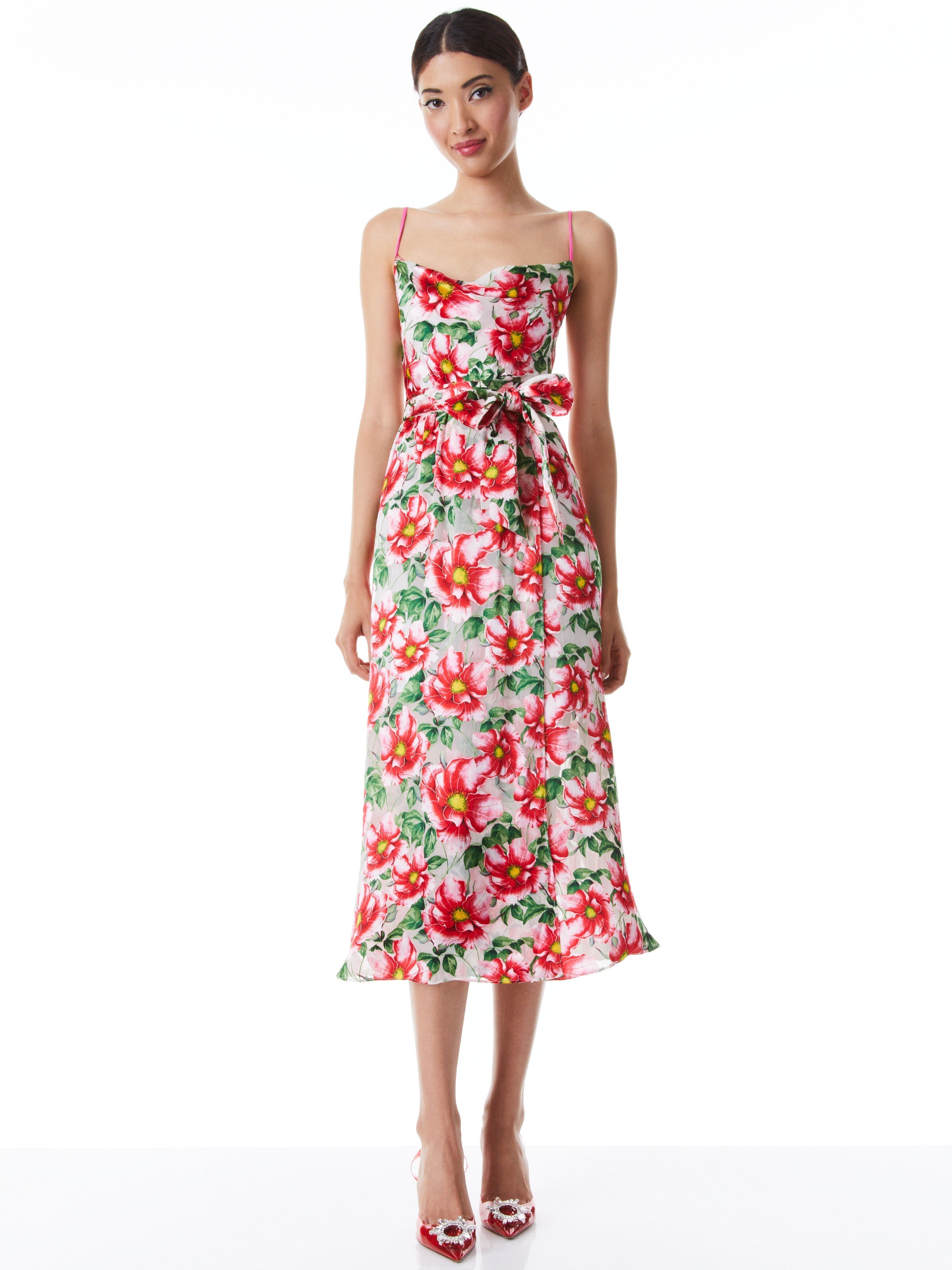 SAMANTHA COWL NECK MIDI DRESS-ALICE + OLIVIA