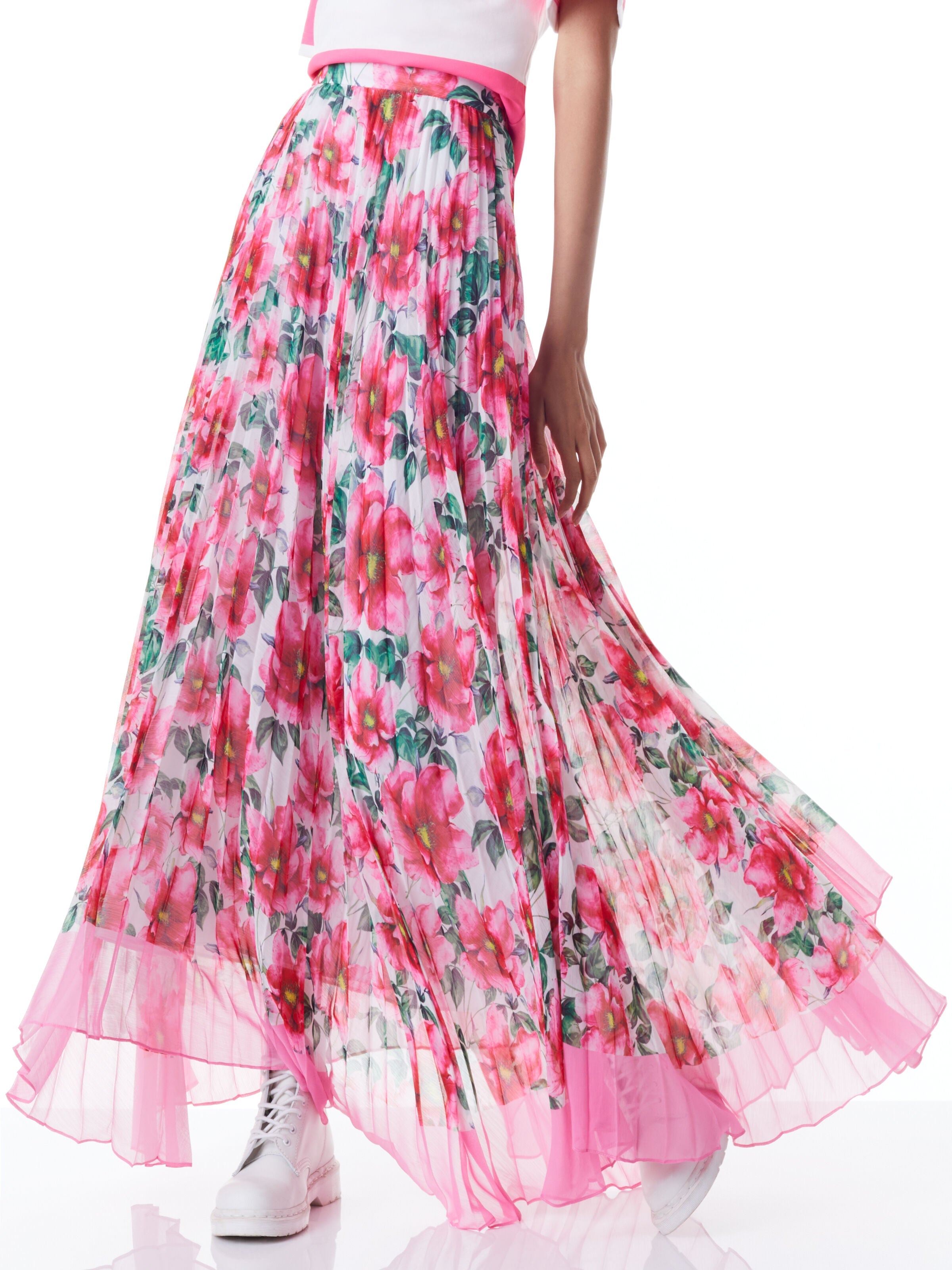 KATZ PLEATED MAXI SKIRT-HIGH TEA FLORAL-ALICE + OLIVIA