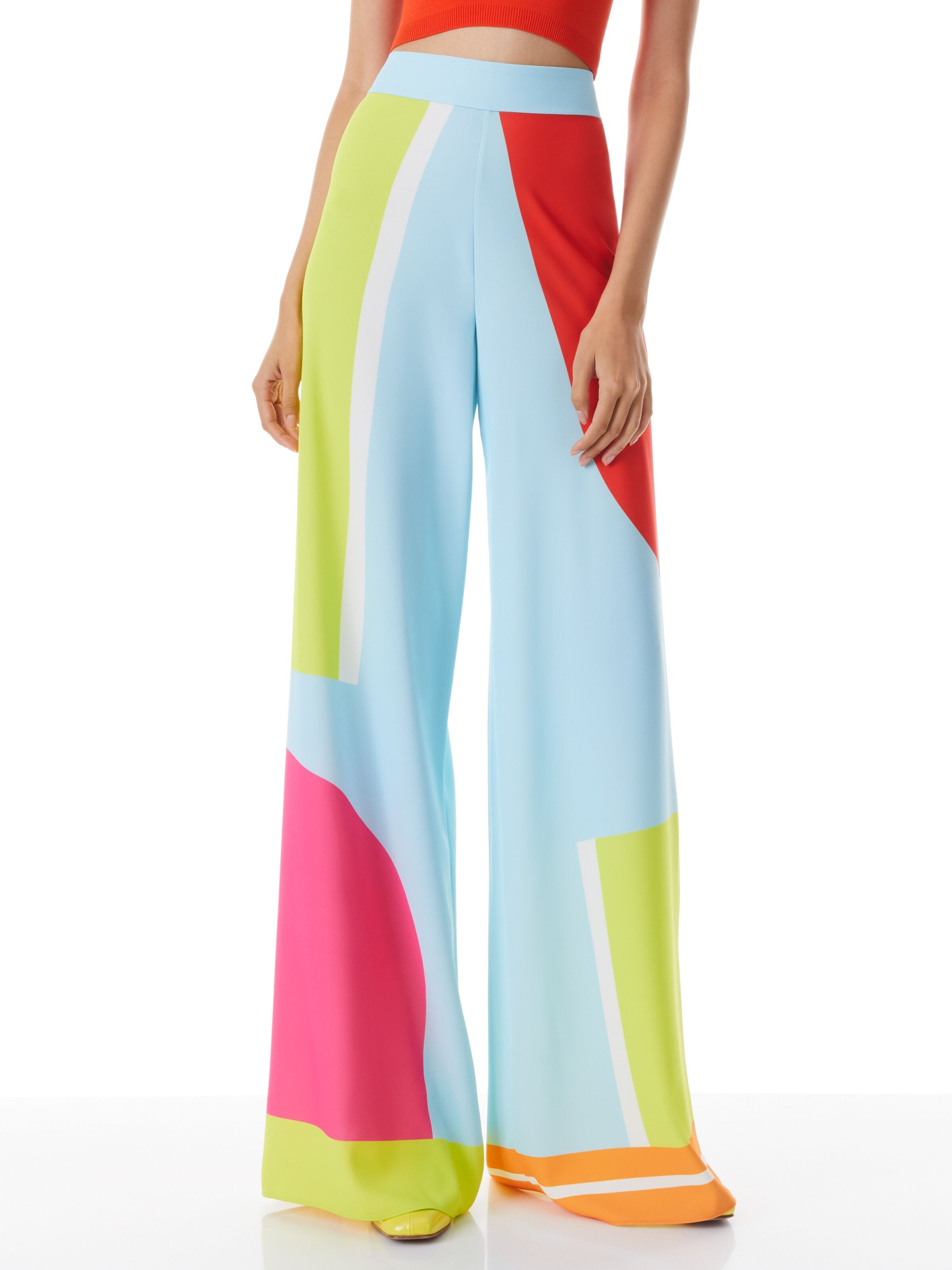 ATHENA WIDE LEG PANT-TAKING SIDES GEO-ALICE + OLIVIA