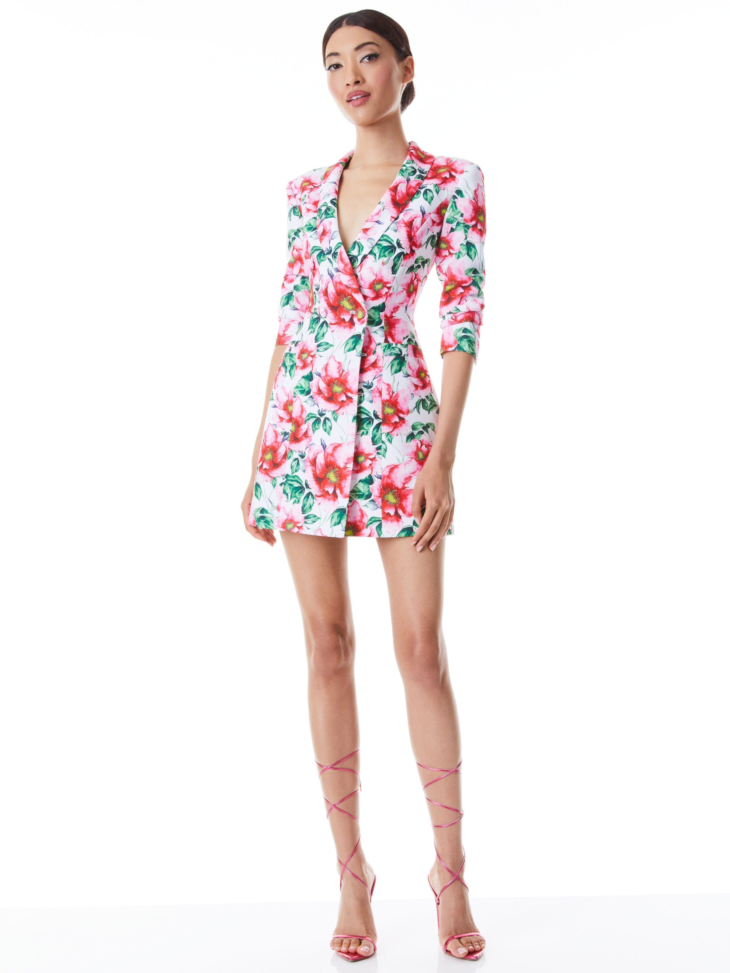 LATOYA STRONG SHOULDER BLAZER MINI DRESS-HIGH TEA FLORAL-ALICE + OLIVIA