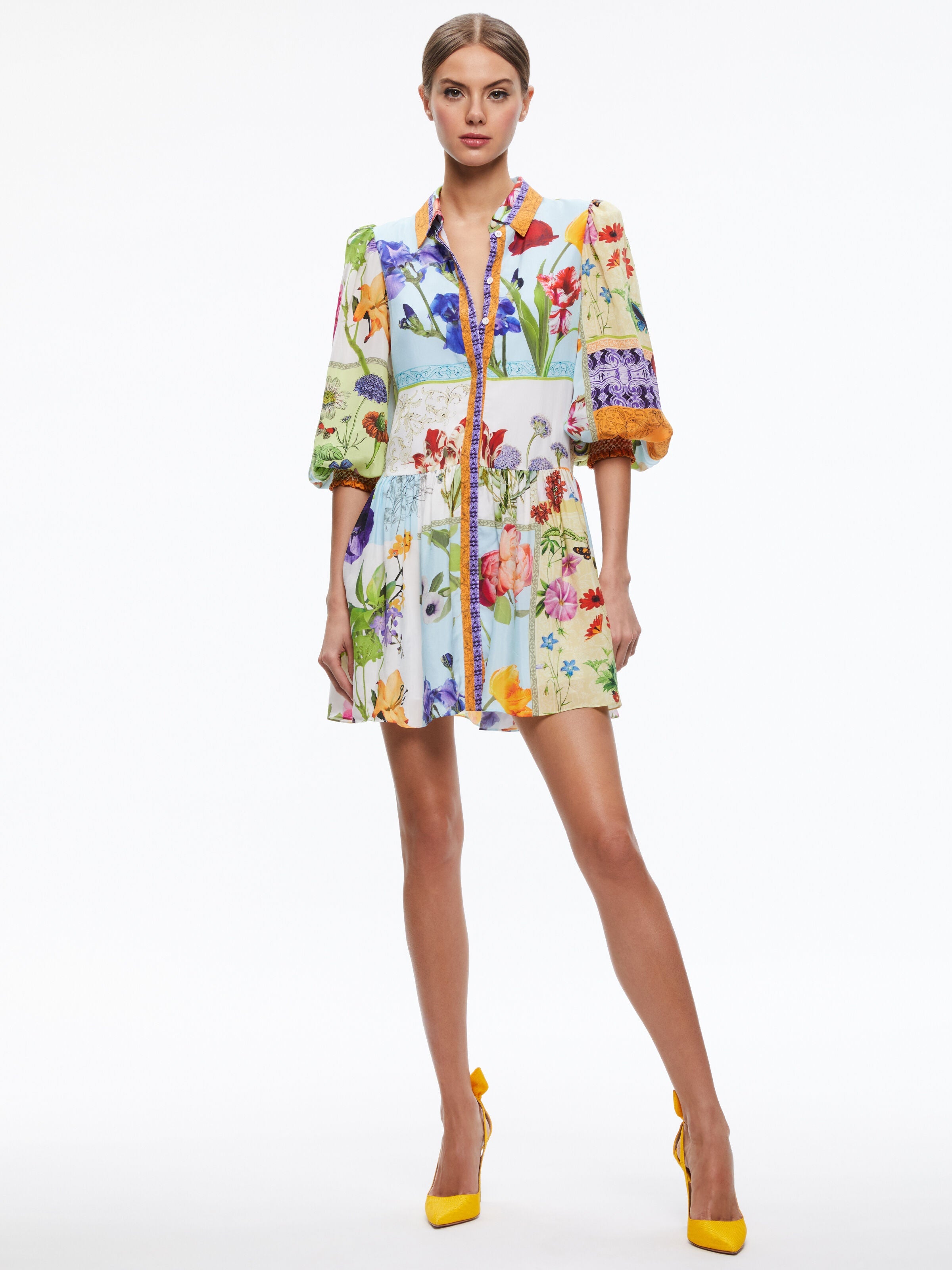 BERTHA PUFF SLEEVE MINI DRESS-ALICE + OLIVIA