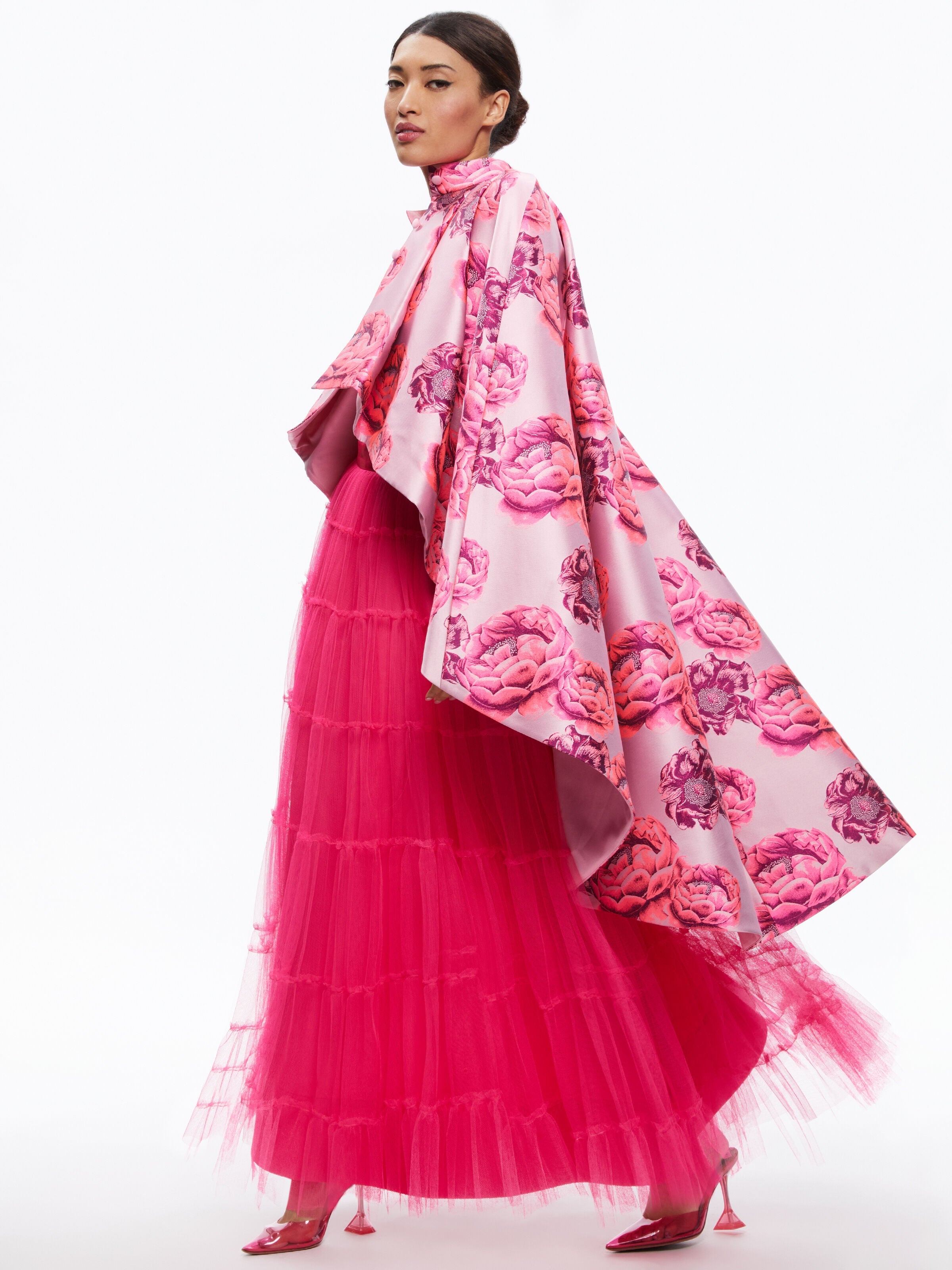 SUSANNE HIGH LOW COLLARED CAPE-ALICE + OLIVIA