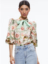 BRENTLEY TIE NECK BLOUSON SLEEVE BLOUSE-ALICE + OLIVIA