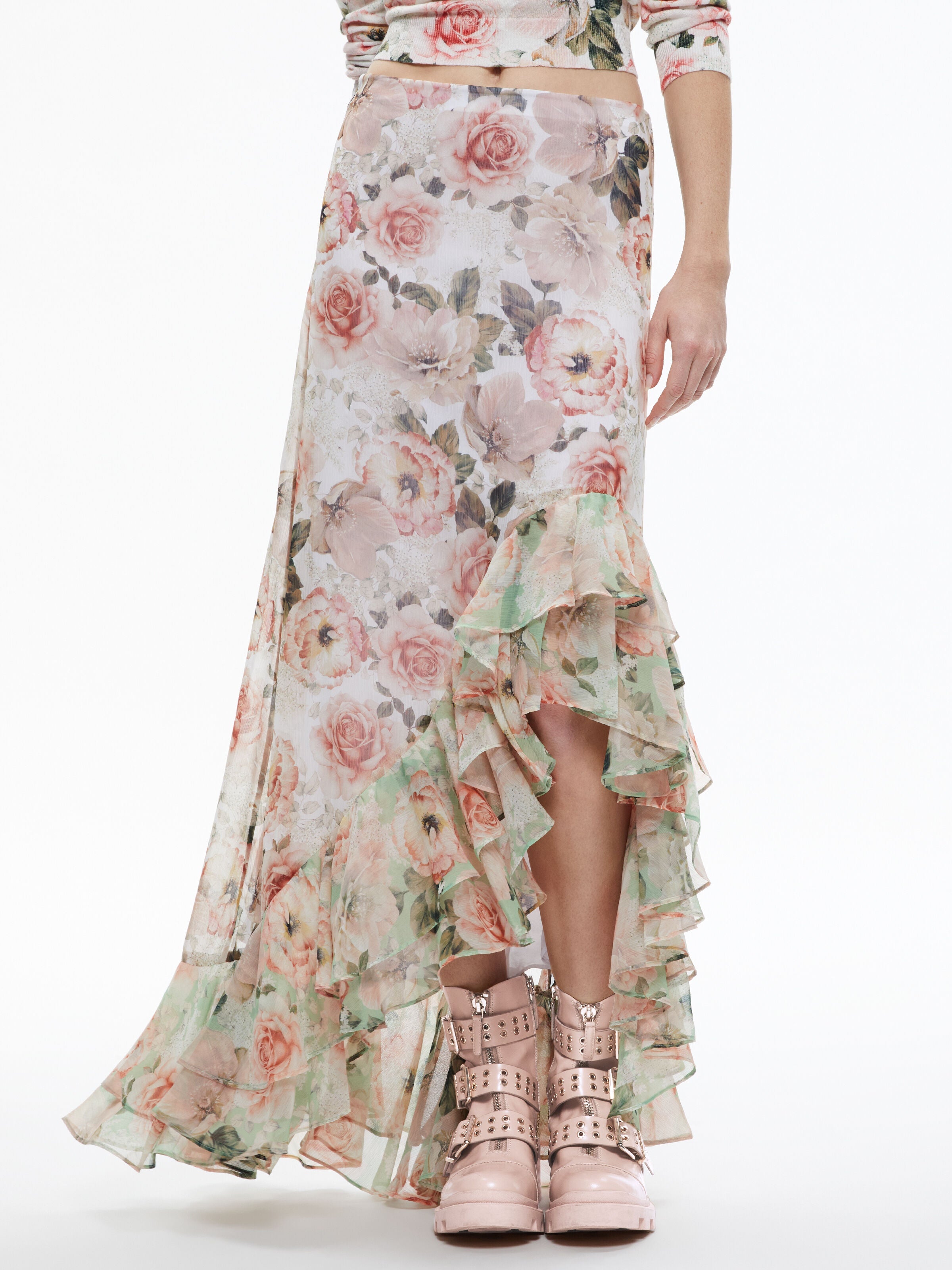 BRAYLEE ASSYMETRIC RUFFLE SLIP SKIRT-ALICE + OLIVIA
