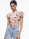 MINDA RUFFLE SLEEVE BLOUSE WITH TIE NECK-MORNINGSIDE FLORAL WHITE-ALICE + OLIVIA