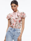 MINDA RUFFLE SLEEVE BLOUSE WITH TIE NECK-MORNINGSIDE FLORAL WHITE-ALICE + OLIVIA