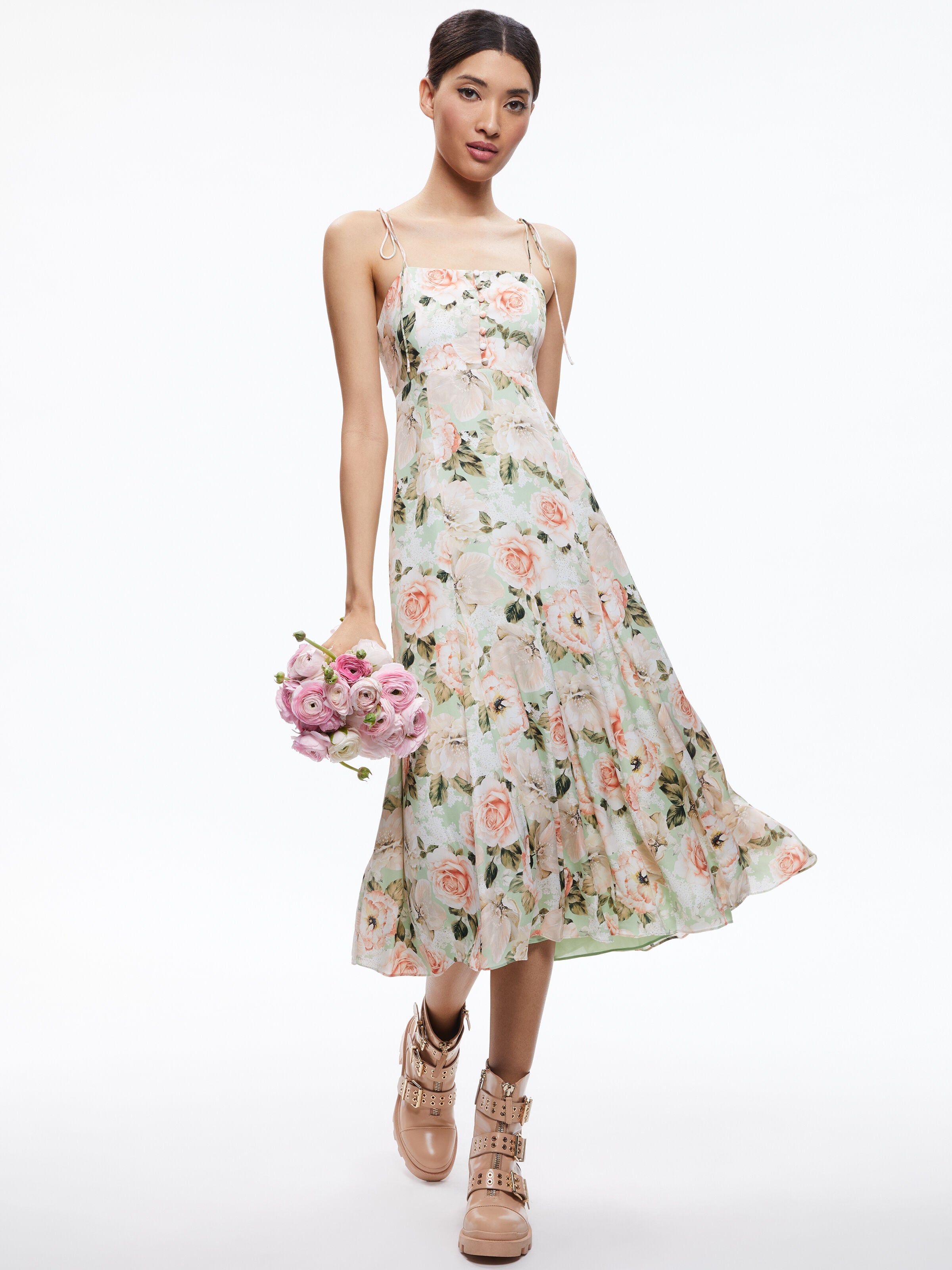 LORELLE GODET SKIRT MIDI DRESS-ALICE + OLIVIA