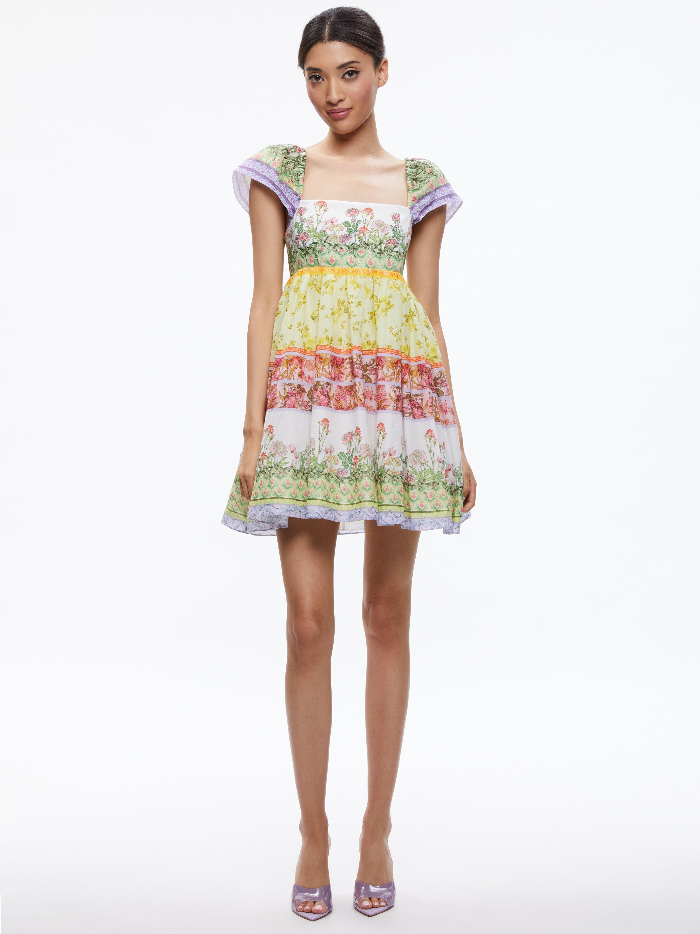 TAMIA PUFF SLEEVE BABYDOLL MINI DRESS-ALICE + OLIVIA