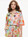CARVER CROPPED SHORT SLEEVE BUTTON DOWN SHIRT-DAWN FLORAL-ALICE + OLIVIA