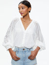 LANG EMBROIDERED BUTTON DOWN BLOUSE-ALICE + OLIVIA