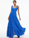 SHANTI EYELET BUTTON FRONT TIERED DRESS-SAPPHIRE-ALICE + OLIVIA