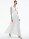 VANNA V-NECK RUFFLE SLEEVE MAXI DRESS-White-ALICE + OLIVIA