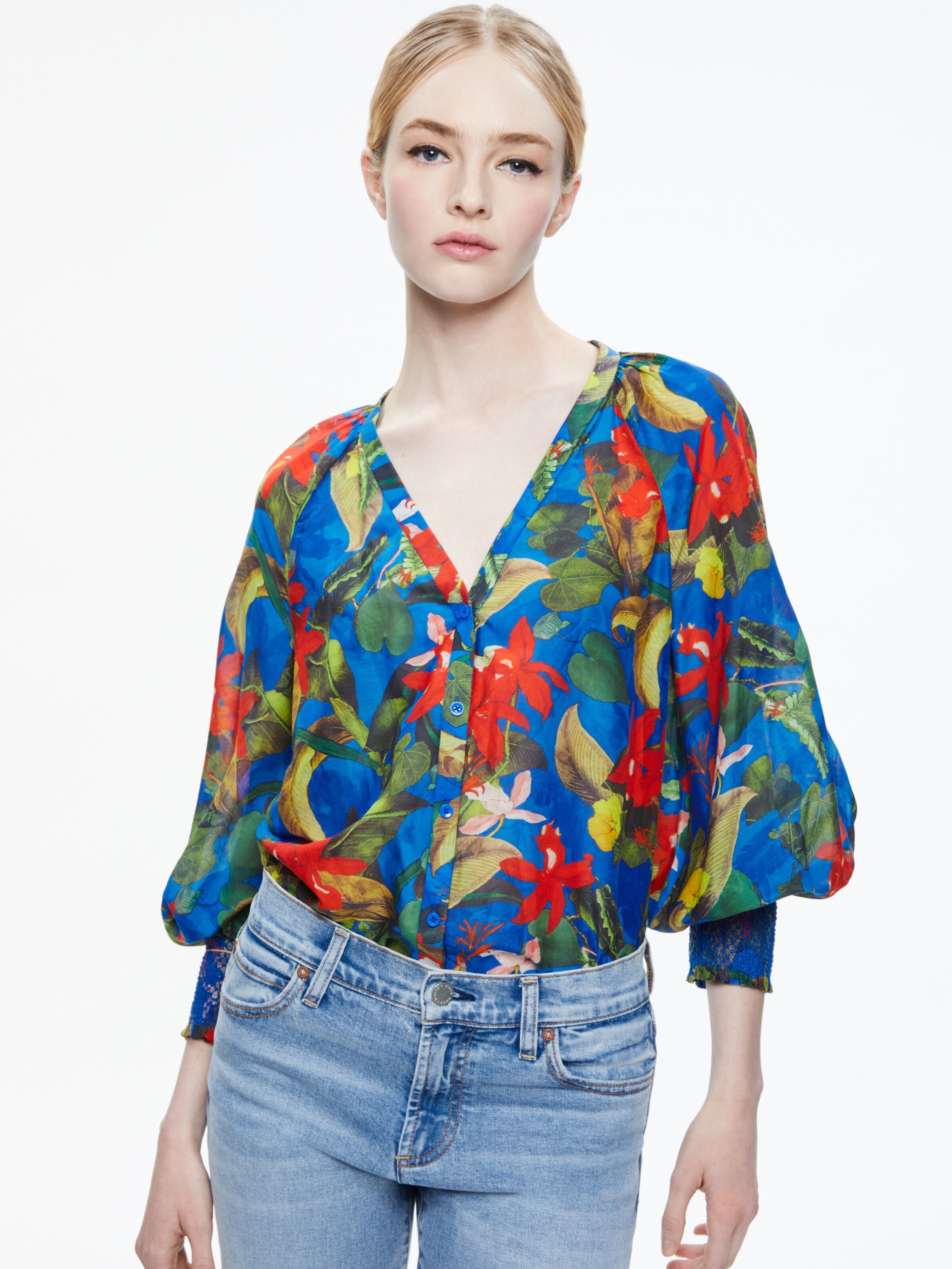 LANG BUTTON DOWN BLOUSE-ALICE + OLIVIA