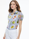WILLA PUFF SLEEVE SATIN BLOUSE-FRUIT MARKET-ALICE + OLIVIA
