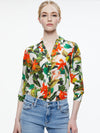 ELOISE BUTTON DOWN BLOUSE-TROPICAL PALM OFF WHITE-ALICE + OLIVIA