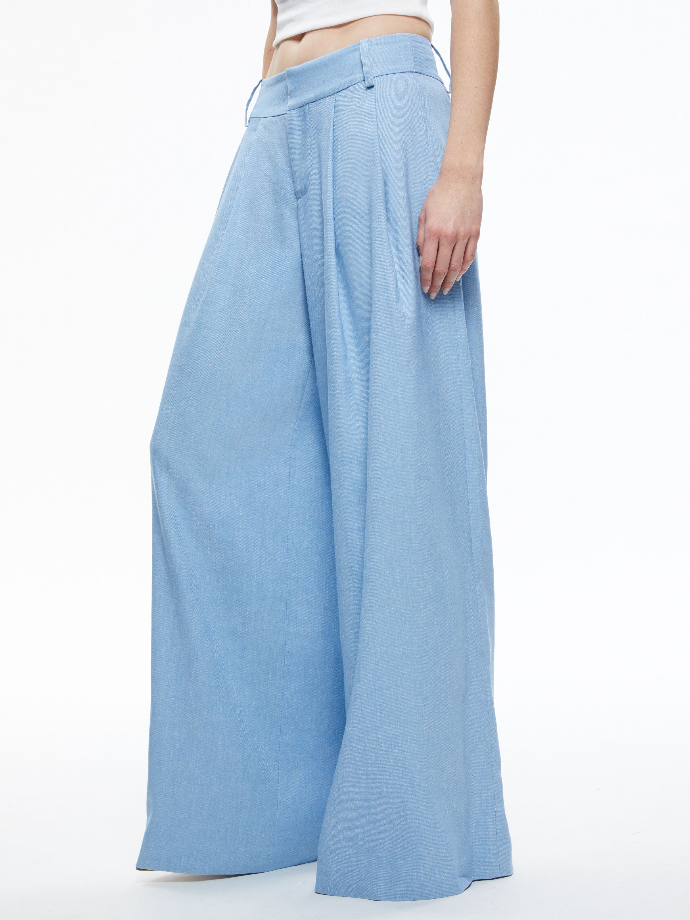 SCARLET WIDE LEG FLARE PANT-CHAMBRAY-ALICE + OLIVIA