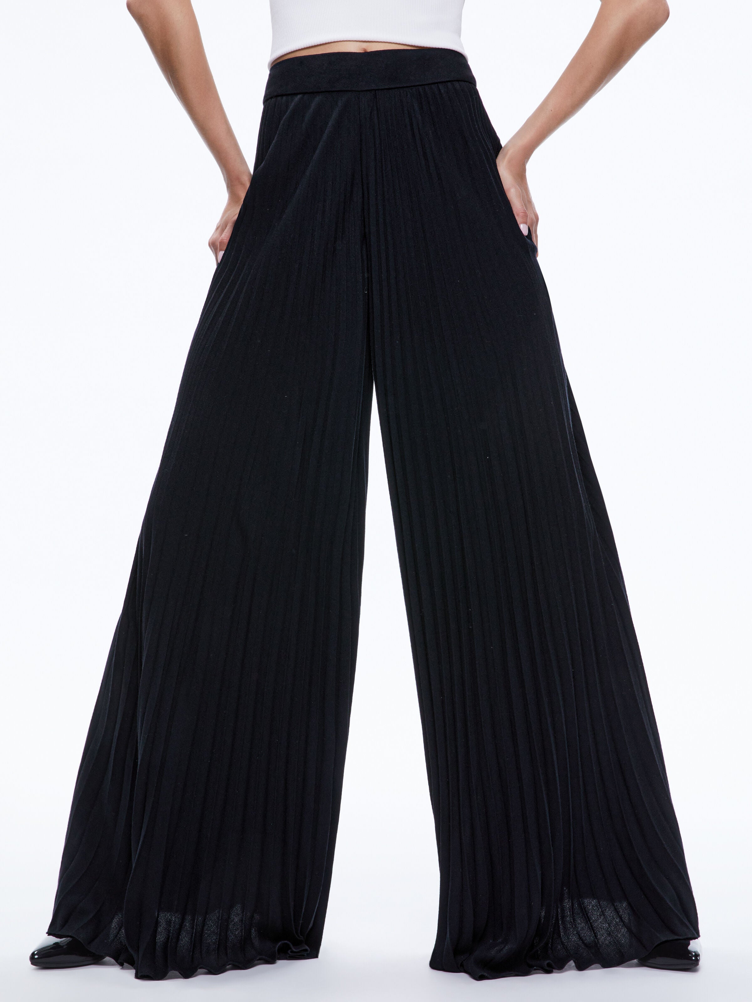 COPEN PLEATED WIDE LEG PANT-Black-ALICE + OLIVIA