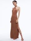 AMAYA HALTER NECK HIGH SLIT DRESS-ALICE + OLIVIA