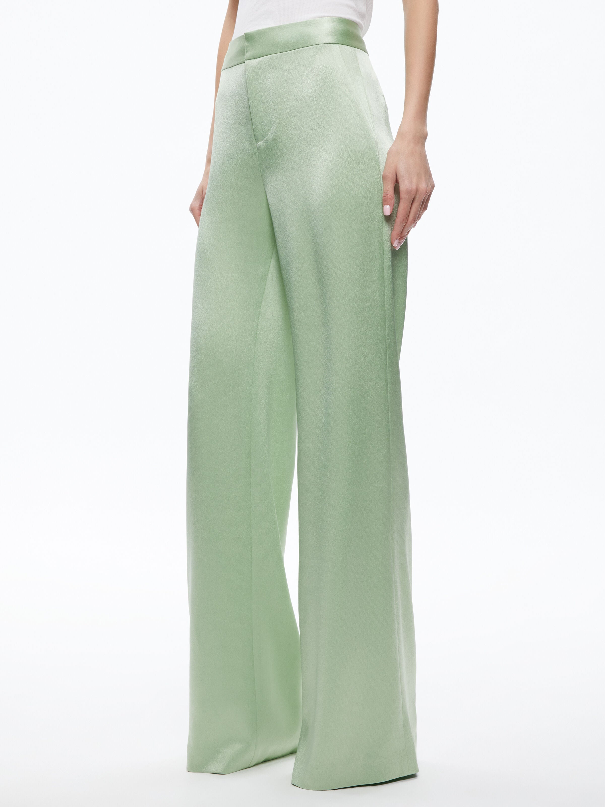 DEANNA HIGH WAISTED BOOTCUT PANT-GREEN TEA-ALICE + OLIVIA