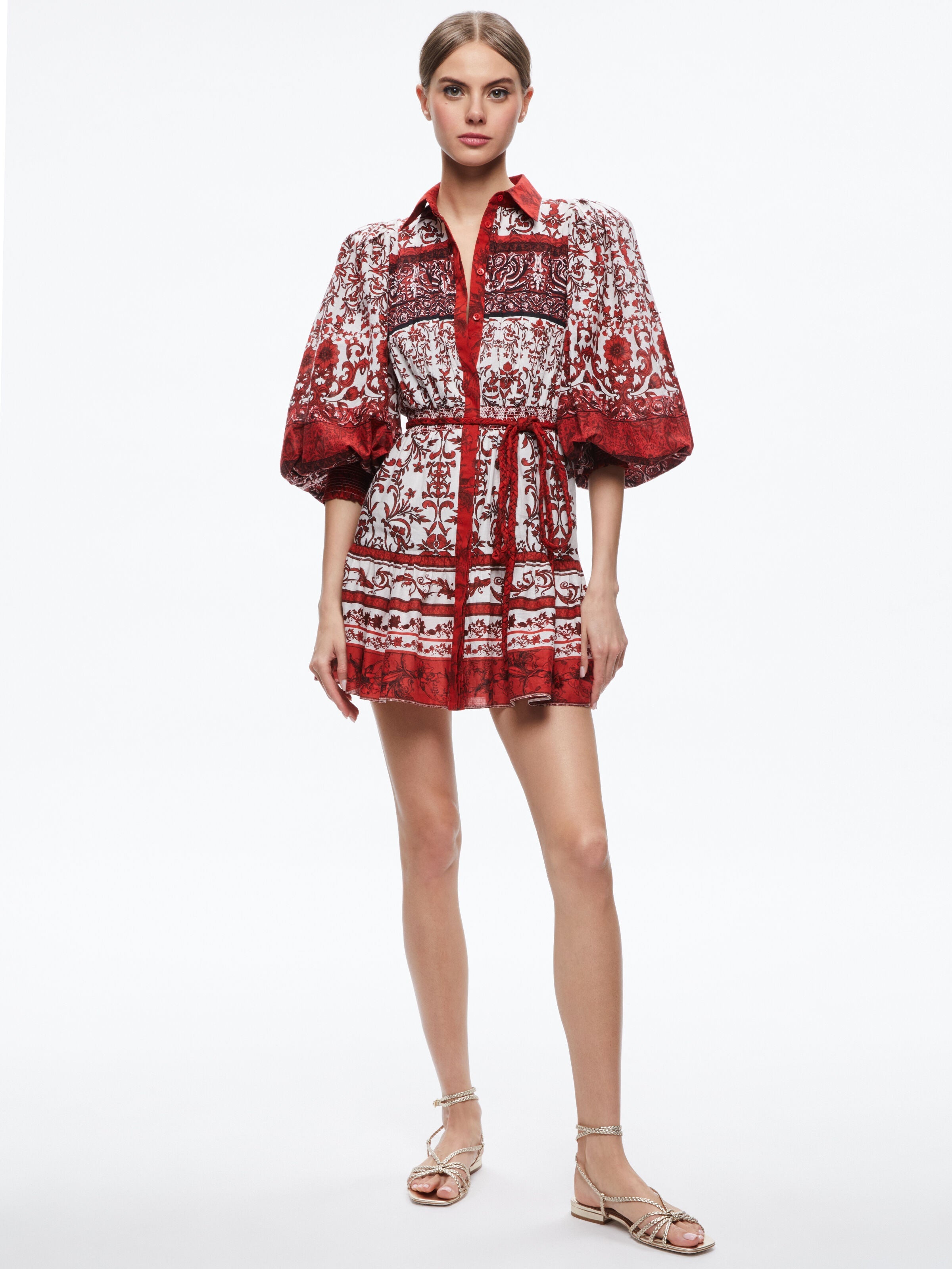 TIFFIE PUFF SLEEVE MINI DRESS-ALICE + OLIVIA