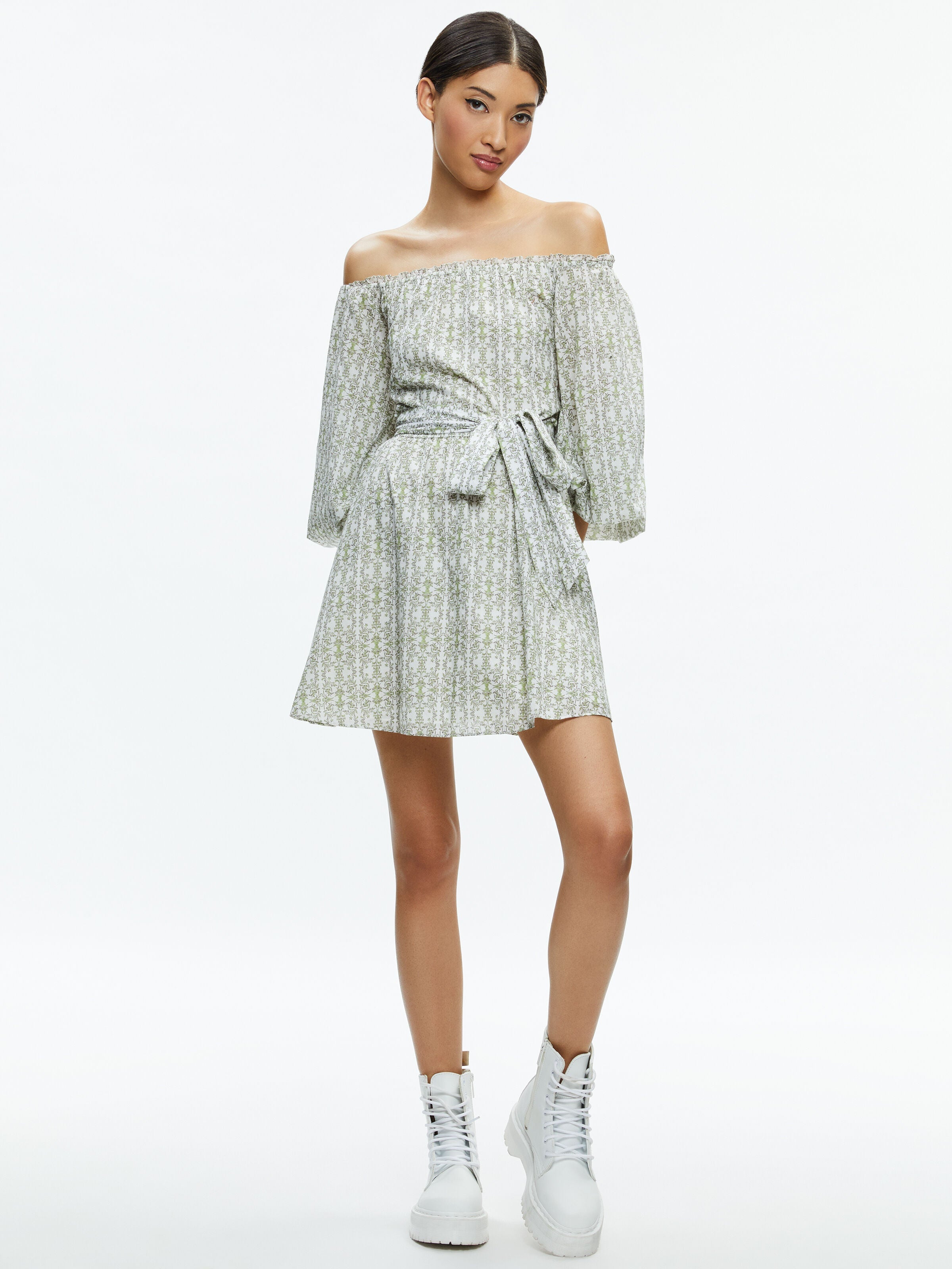 MARY OFF SHOULDER MINI DRESS-REPUBLIC GEO-ALICE + OLIVIA