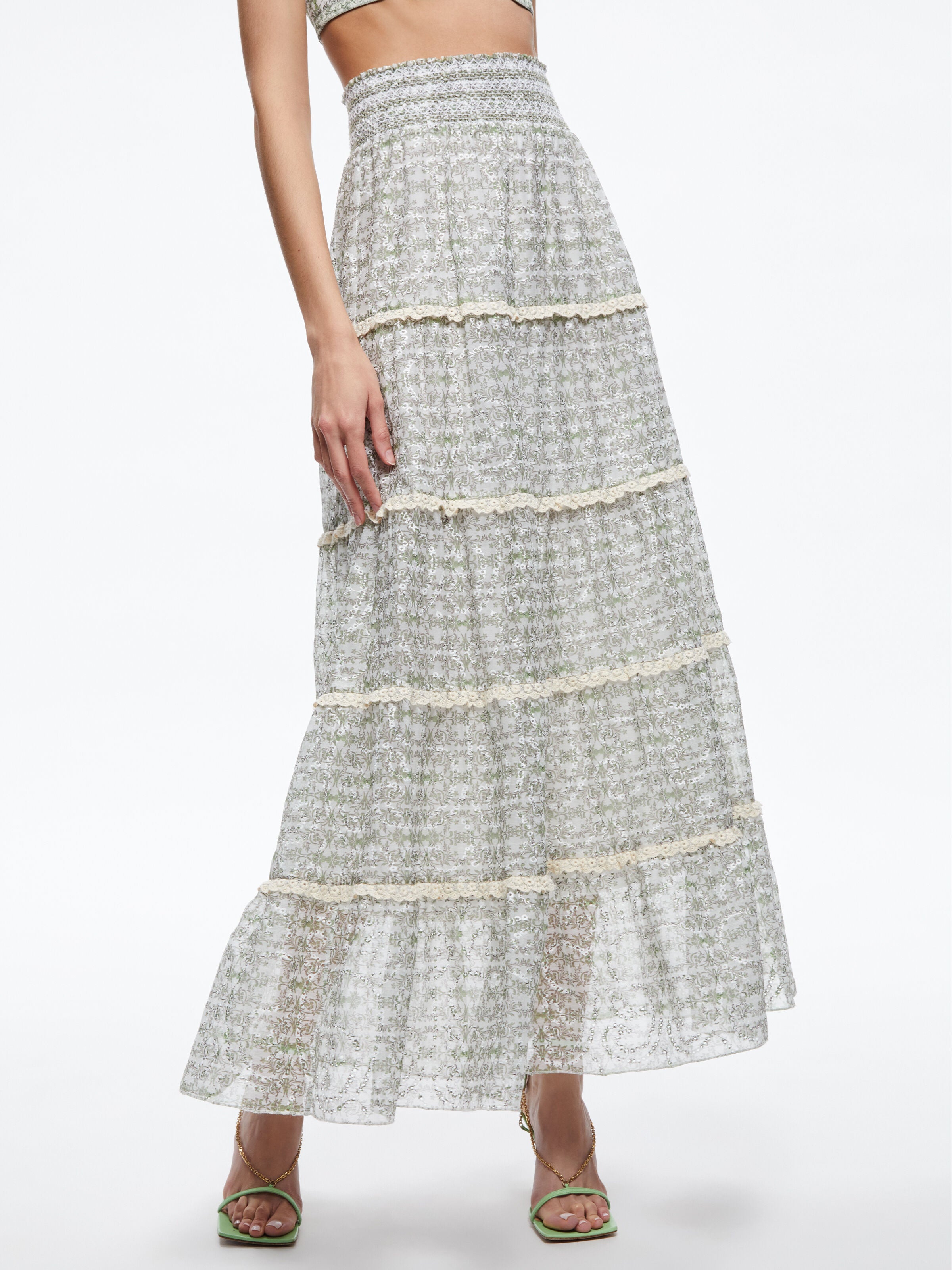 AISHA TIERED MAXI SKIRT-REPUBLIC GEO-ALICE + OLIVIA