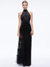 RYN SLIT TULLE PANEL MAXI DRESS-Black-ALICE + OLIVIA