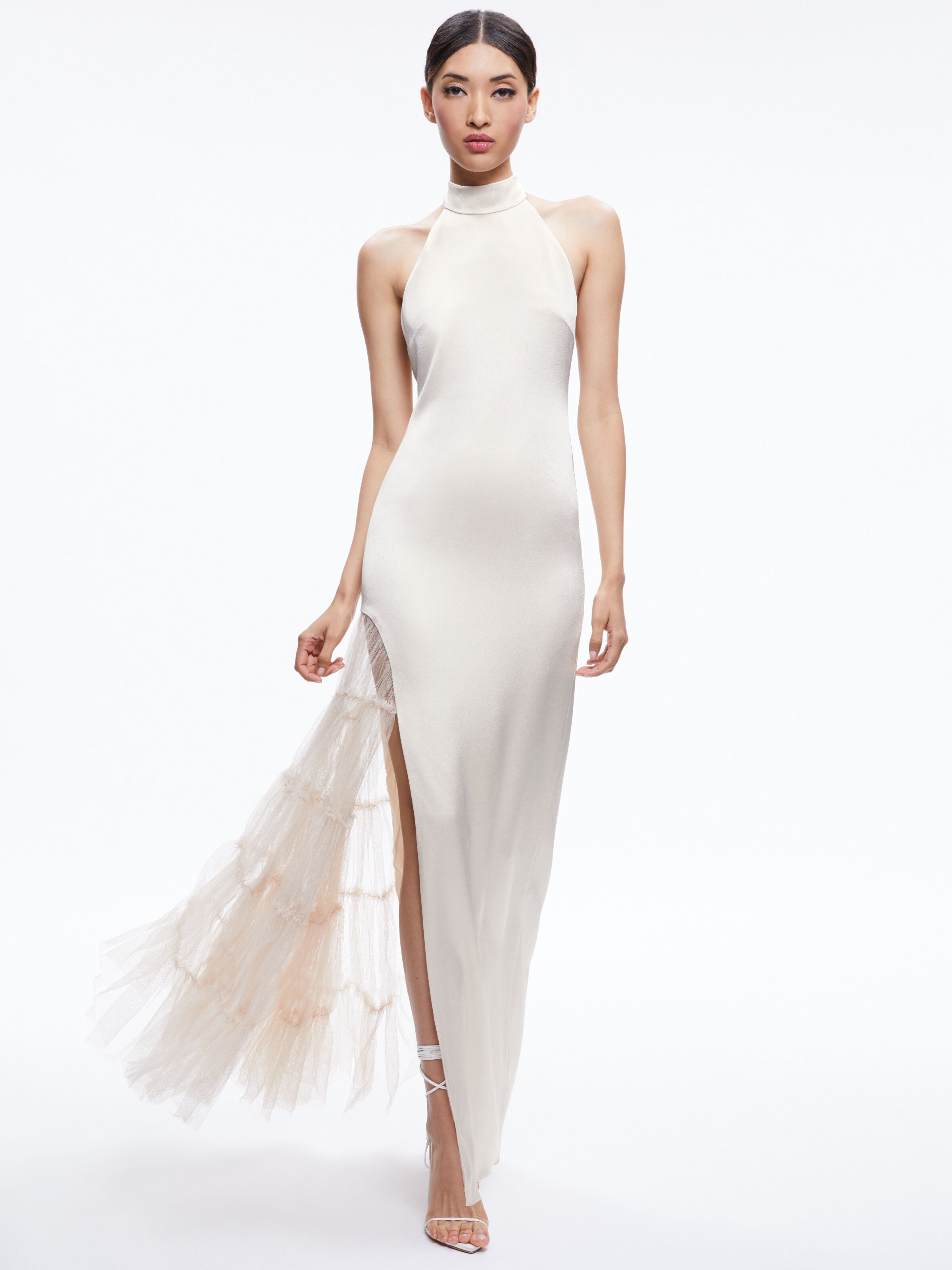 RYN SLIT TULLE PANEL MAXI DRESS-Black-ALICE + OLIVIA