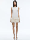 COLEY FEATHER TRIM DRESS-CHAMPAGNE-ALICE + OLIVIA