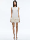 COLEY FEATHER TRIM DRESS-CHAMPAGNE-ALICE + OLIVIA