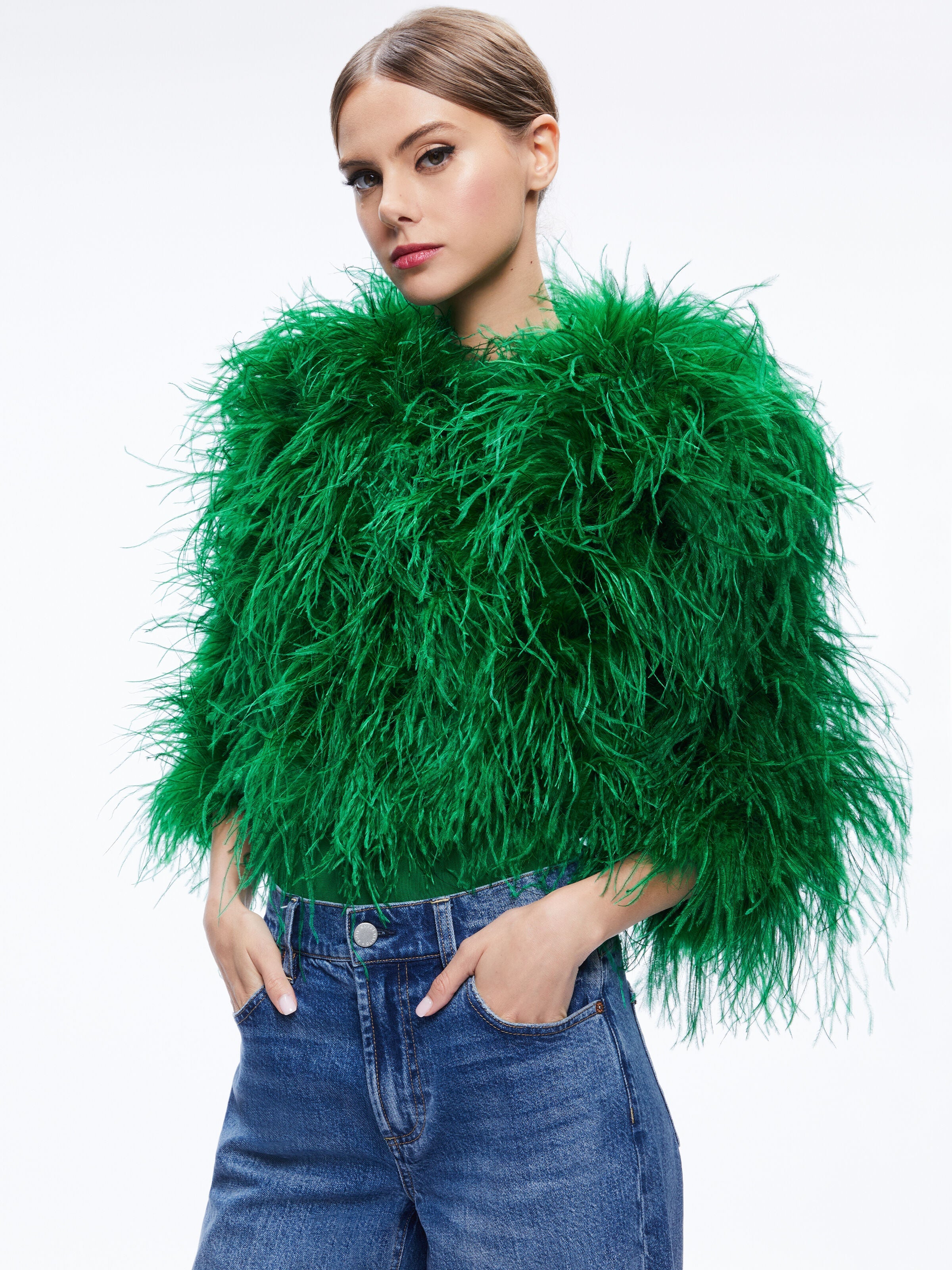 KIDMAN FEATHERED JACKET-ALICE + OLIVIA