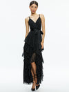 EMELIA V-NECK EYELET RUFFLE MAXI DRESS-ALICE + OLIVIA