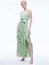 EMELIA V-NECK EYELET RUFFLE MAXI DRESS-ALICE + OLIVIA