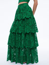 JIA EYELET TIERED RUFFLE MAXI SKIRT-EMERALD-ALICE + OLIVIA