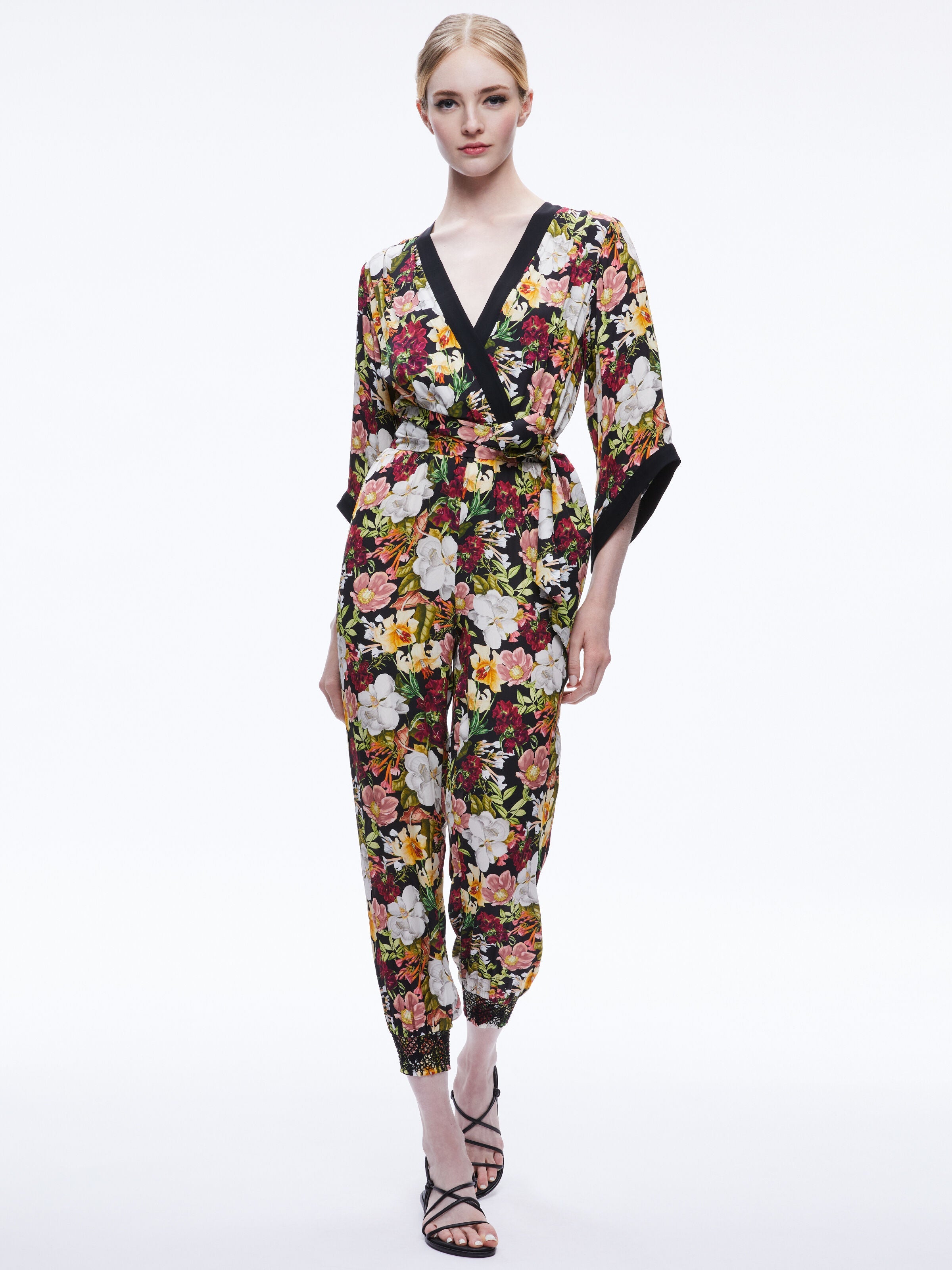 WALDA WRAP FRONT JUMPSUIT-JUNIPER FLORAL BLACK-ALICE + OLIVIA