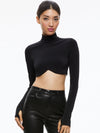 MELANGE CURVED CROPPED TURTLENECK-Black-ALICE + OLIVIA
