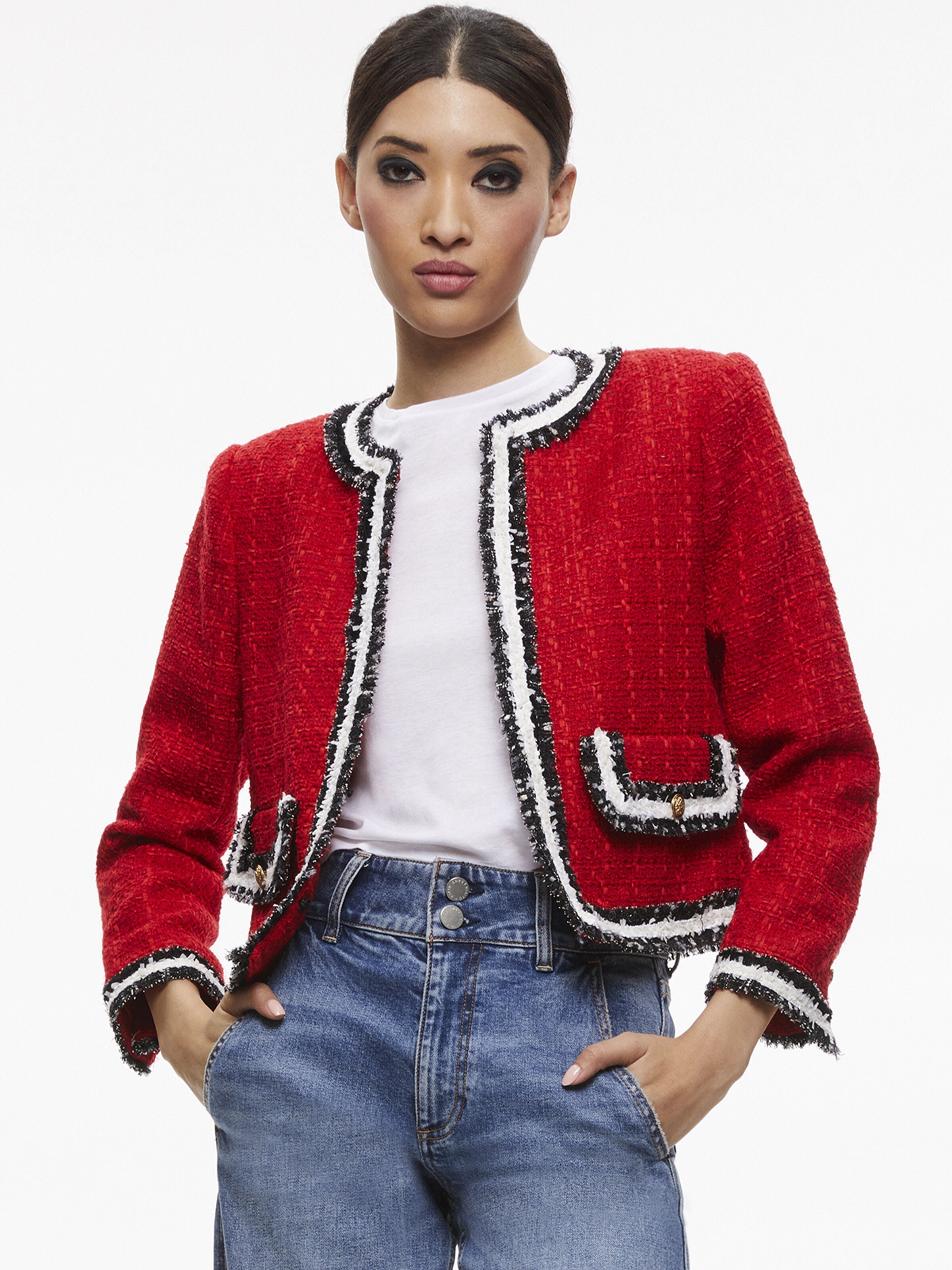 LANDON TWEED CROPPED JACKET-ALICE + OLIVIA