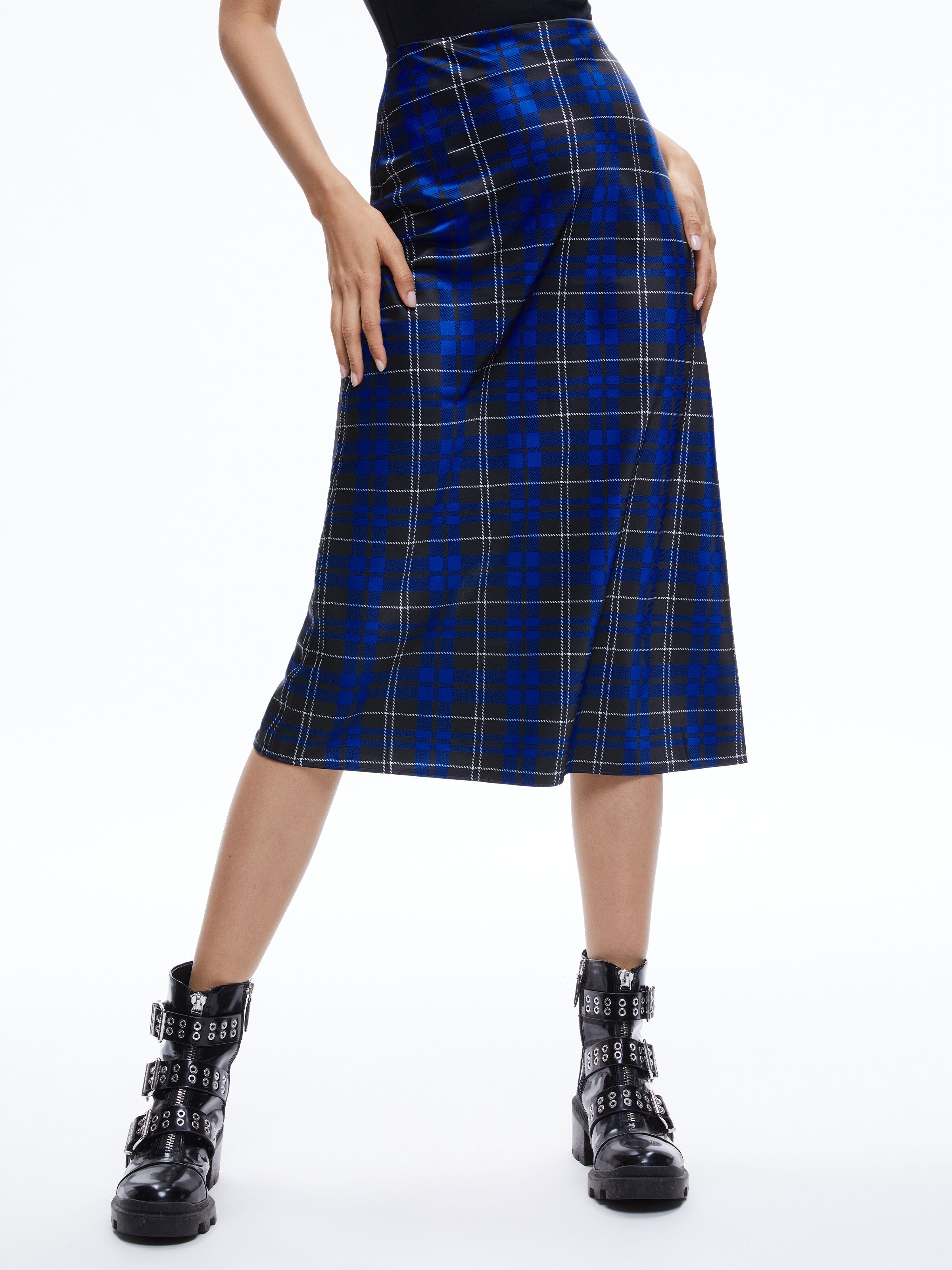 MAEVE MIDI SLIP SKIRT-SCHOOLGIRL PLAID SAPPHIRE-ALICE + OLIVIA