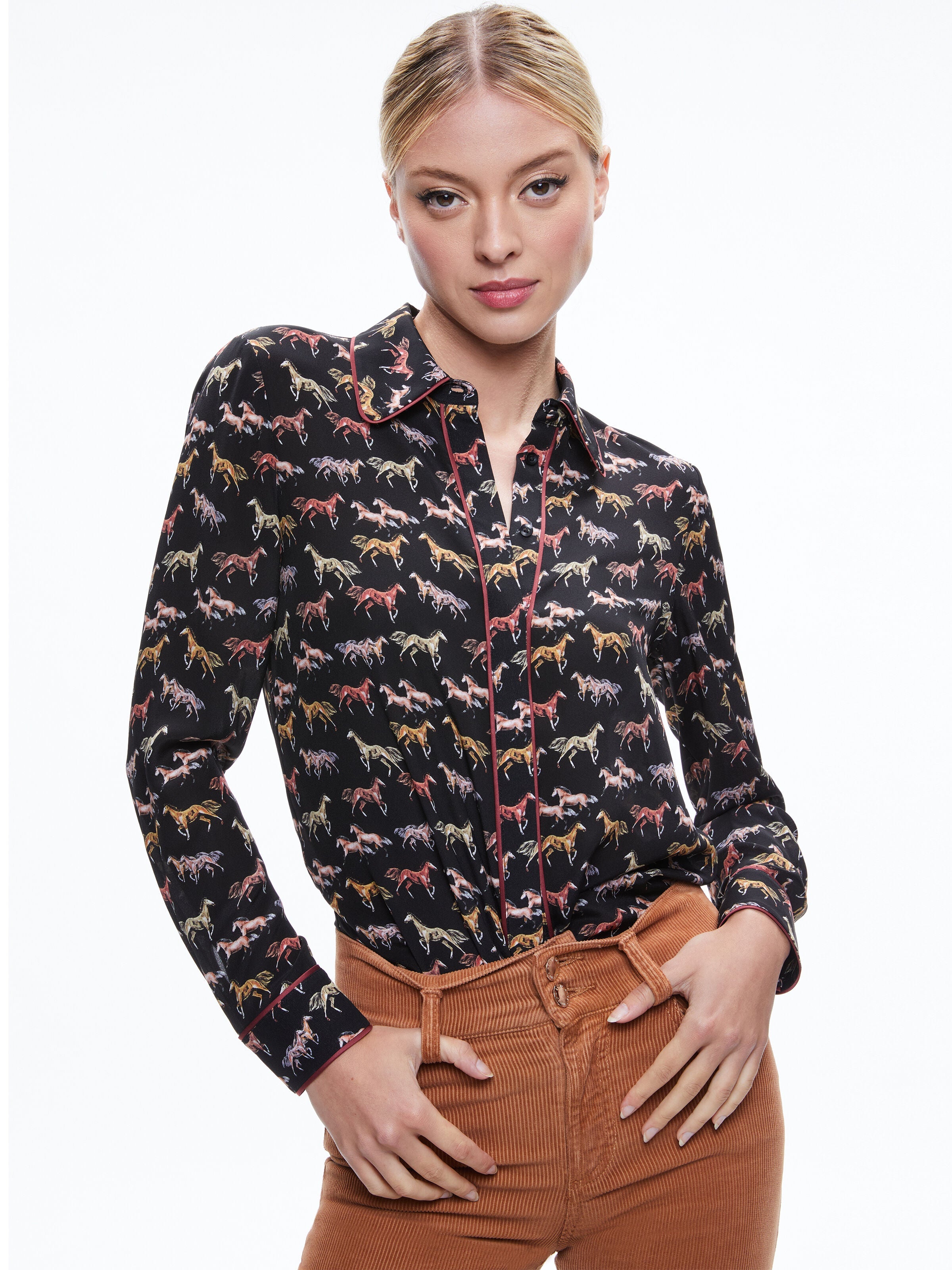 WILLA SILK BLOUSE-RODEO BLACK-ALICE + OLIVIA