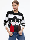 STACEFACE PULLOVER-BLACK/SOFT WHITE MULTI-ALICE + OLIVIA