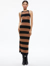 PANIA RACERBACK SIDE SLIT MAXI DRESS-CAMEL/BLACK STRIPE-ALICE + OLIVIA