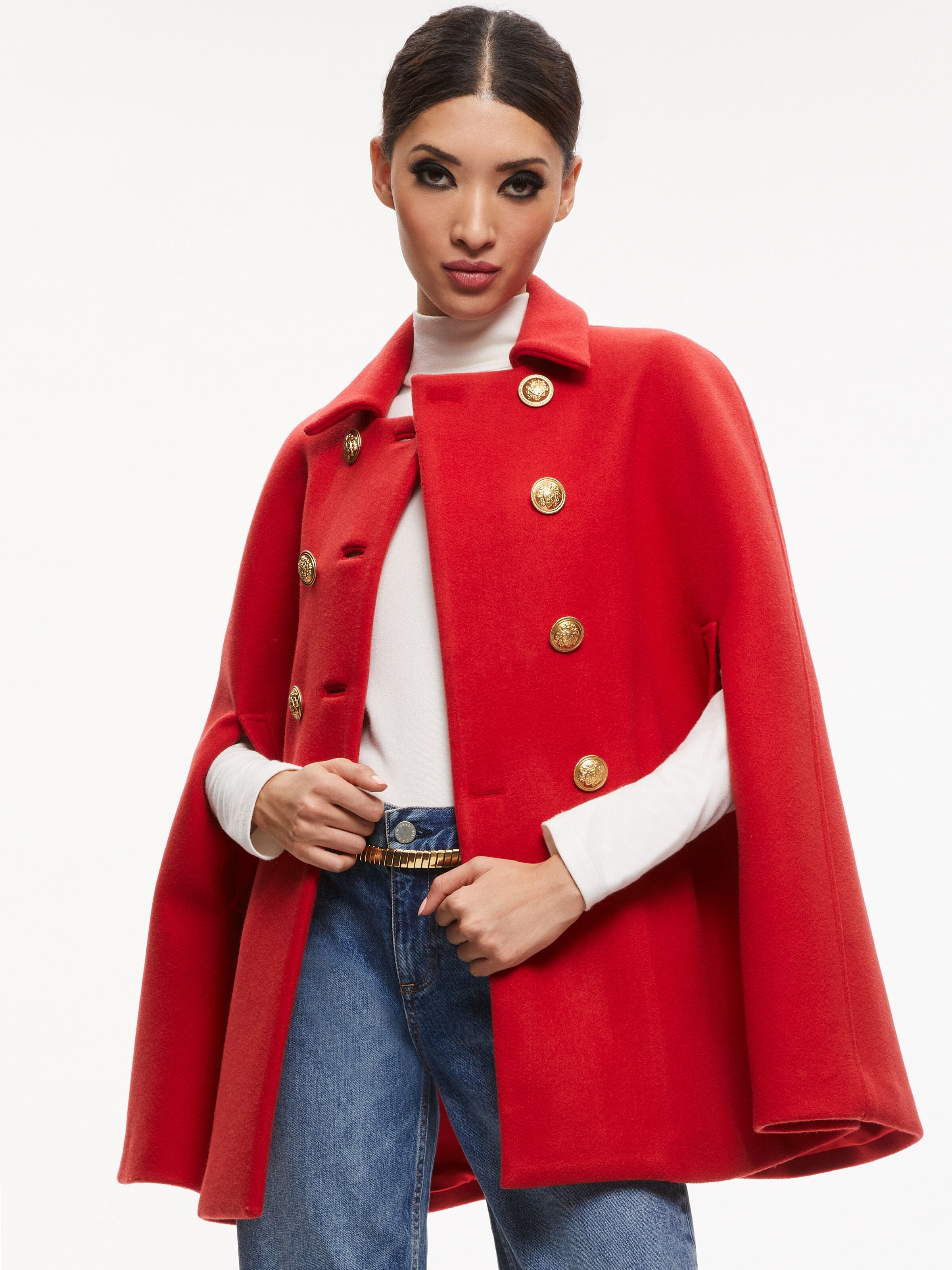 REYNALDA DOUBLE BREASTED CAPE-ALICE + OLIVIA