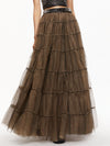 DARCY TULLE STUDDED MAXI SKIRT-BLACK/ALMOND-ALICE + OLIVIA