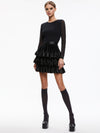 CHARA TIERED RUFFLE MINI DRESS-Black-ALICE + OLIVIA