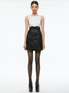 TRUE EMBELLISHED BODICE MINI DRESS-ECRU/BLACK-ALICE + OLIVIA