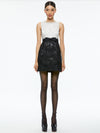 TRUE EMBELLISHED BODICE MINI DRESS-ECRU/BLACK-ALICE + OLIVIA