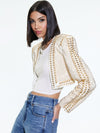 MAIRA CROPPED JACKET WITH CHAIN TRIM-SOFT WHITE/PALE GOLD-ALICE + OLIVIA