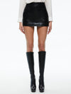 RUBI VEGAN LEATHER CROC MINI SKIRT-Black-ALICE + OLIVIA