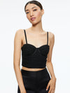 DAMIA RUCHED BUSTIER TOP-Black-ALICE + OLIVIA